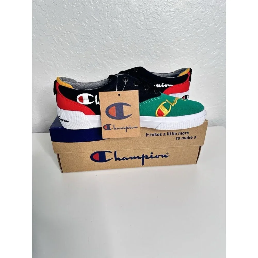 Champion Men's Swipe Colorblock Black & Multi Canvas Shoes Size 7 NEW‎ CP101171Y